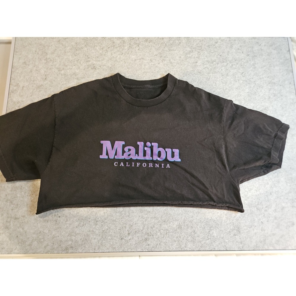 J Galt Black Cropped Malibu Short Sleeve T Shirt‎ One Size